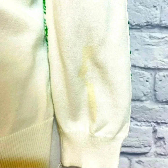 SONIA by Sonia Rykiel Small Argyle Print In Green And Pink Collar Sweater - Picture 4 of 8